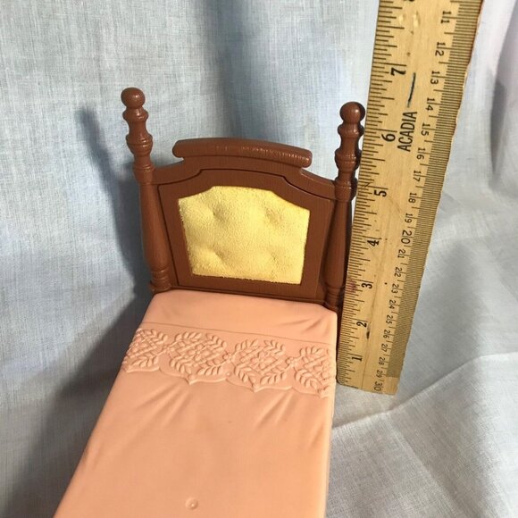 Fisher Price Loving Family Bed Dollhouse Double Poster Parents Bedroom Pink - Picture 8 of 12